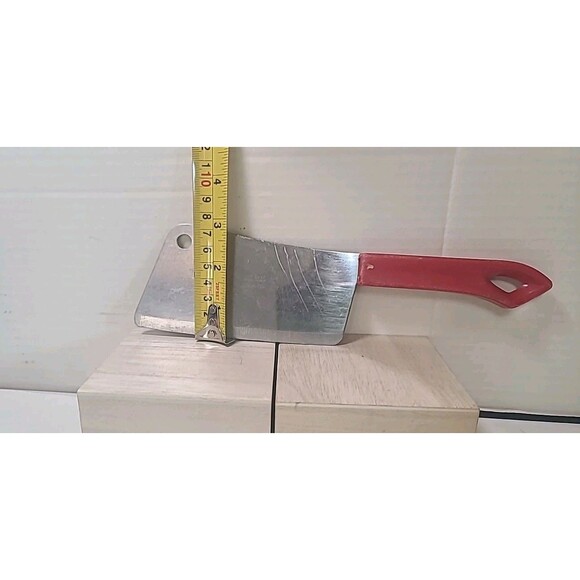 Vintage Quikut Stainless Steel Cleaver Red Plastic Handled MCM - Picture 3 of 6